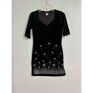 Vintage LBD Sweet 16 Velvet Dress with fields of flowers butterflies bees. Simpl